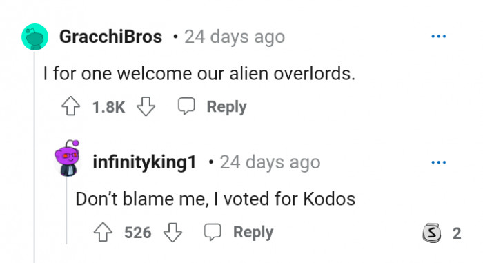 4. Another User Voting for the Aliens