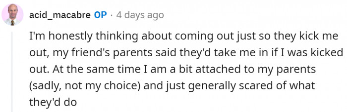 OP is considering some extreme actions