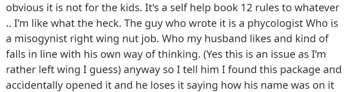 It is a book on self-help written by a misogynist right-wing author.