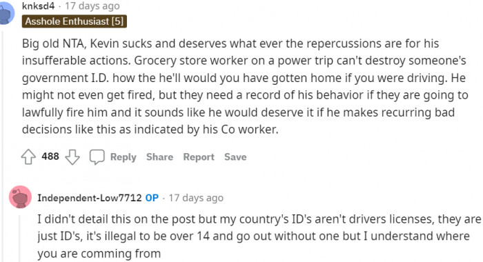 A reply from the OP about government IDs