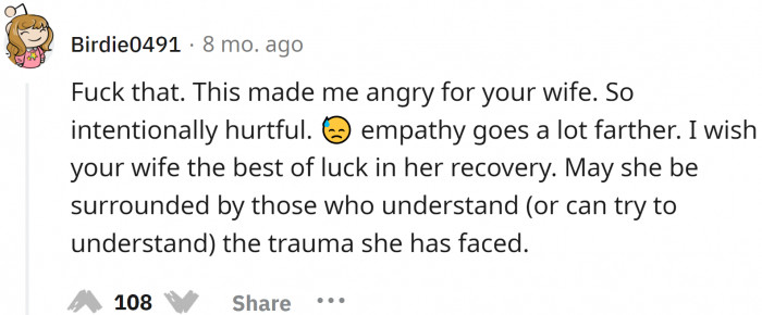 We all stand with the wife and wish her a fast and speedy recovery so that none of the mother-in-law's actions can scare her again.