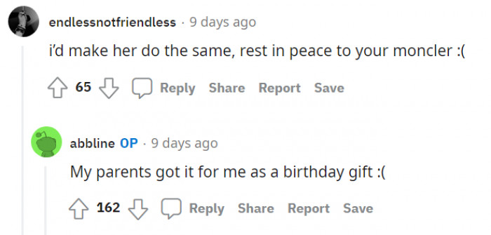 It was her birthday gift! Sad reacts only :(