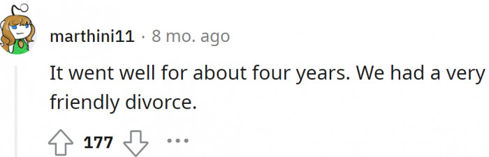 They had a very friendly divorce.