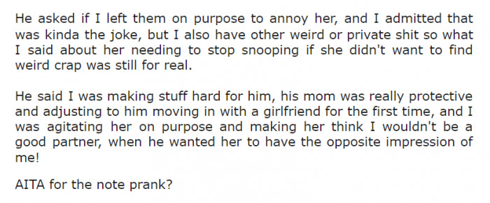 Instead of backing up OP and having his Mom be respectful, he shifted the blame on her to make it easier for him and his Mom