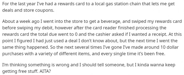 Rewards card that lets you walk out without paying for stuff