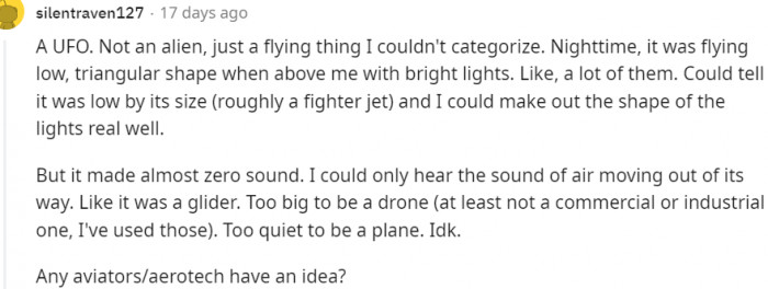 21. A UFO that is not an alien