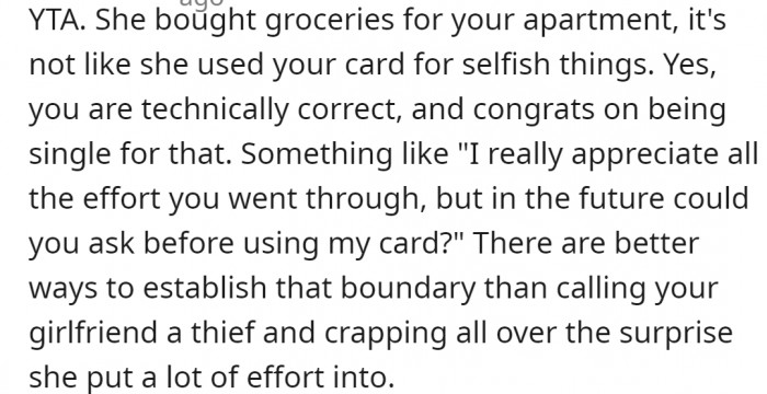 For the other Redditors, there's a better way to handle the situation.