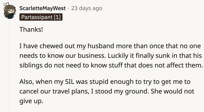 The husband was smart enough to listen to her...