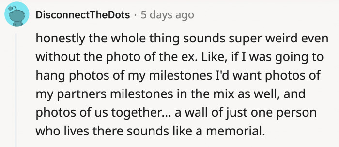 OP can't erase her husband's past, but they can erase her, at least in pictures