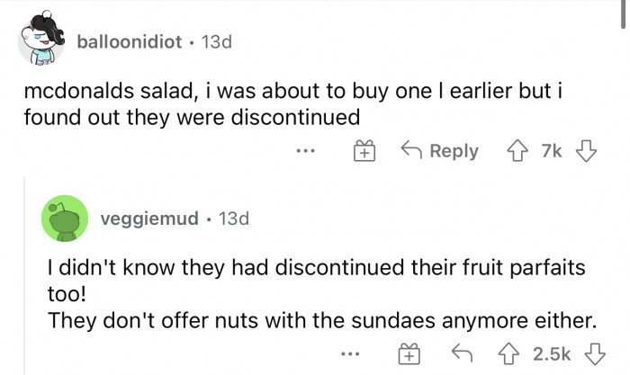 McDonald's salad definitely needs to come back.