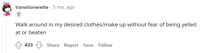 9. Walk around in any clothes they wish to wear without the fear of being catcalled