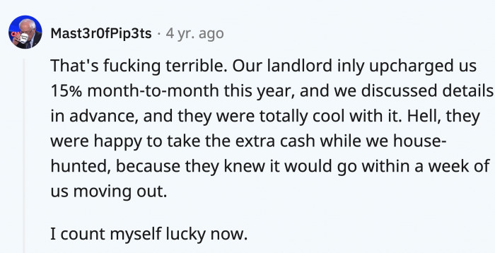 Redditors discussed the reasonable price increase of landlords