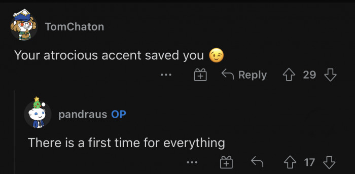 Accents to the rescue once again.