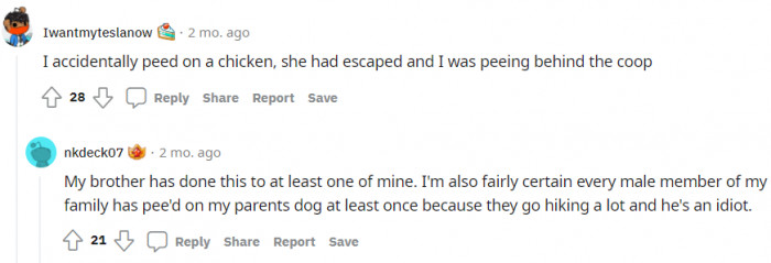 Sounds like cats aren't the only ones getting accidentally peed on.