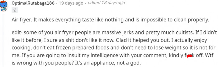14. An air fryer is just an appliance, not a god
