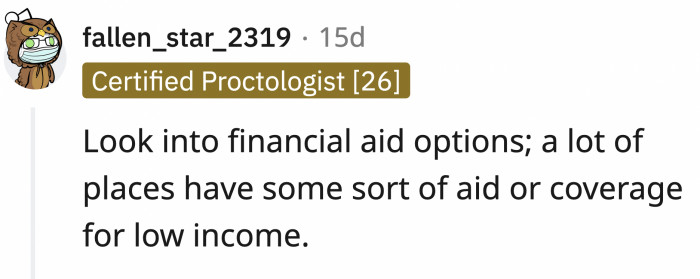A helpful Redditor told OP to look into financial aid, but given that her mom is not a citizen yet, that is not an option.