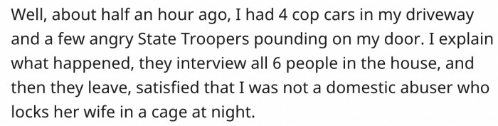 Woman yelling at a feral cat at night, neighbors nearby watching