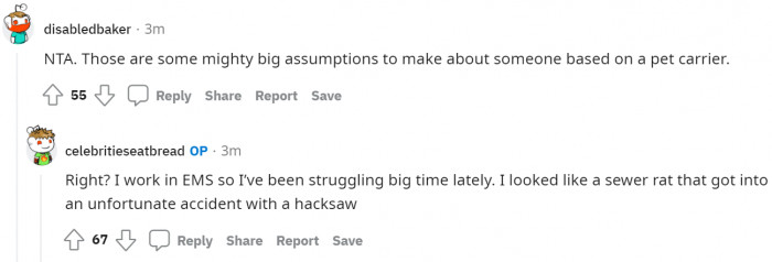 Well, who can even judge wealth based on a pet carrier?