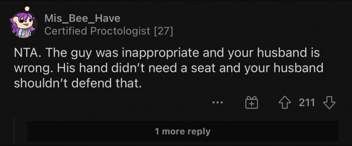 The husband shouldn't have defended the man.