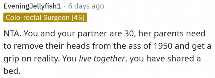 What's the point of restricting them? They allowed the daughter to cohabit with the boyfriend.