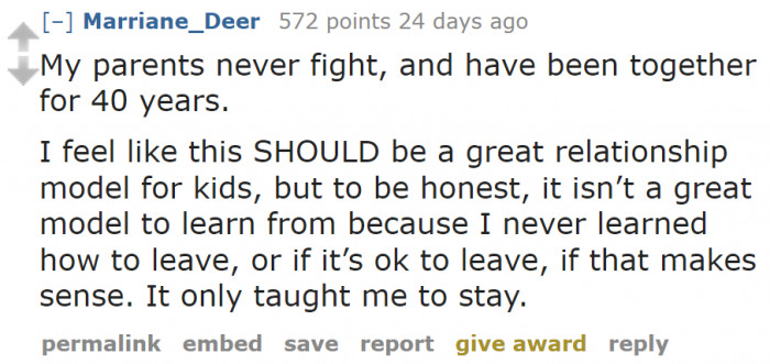 Not fighting isn't always a good thing.