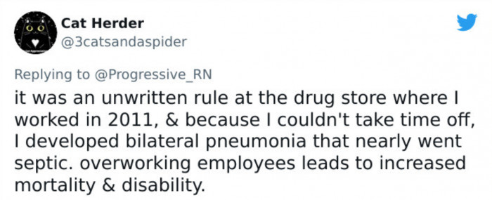 Companies need to realize that people's bodies weaken when overworked.