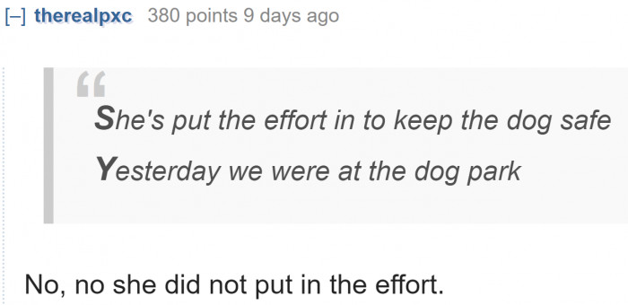 He calls it effort; this Redditor disagrees.