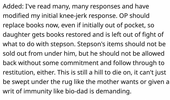 After reading responses, they amended their initial suggestion of selling Levi's things without his consent.