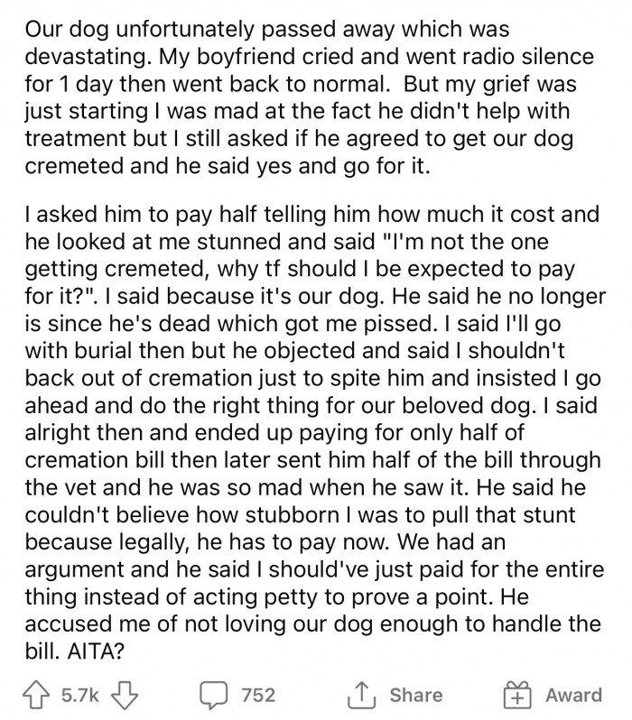 The boyfriend's logic is obviously quite flawed...