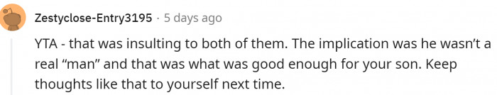 OP should keep thoughts like that to herself next time.