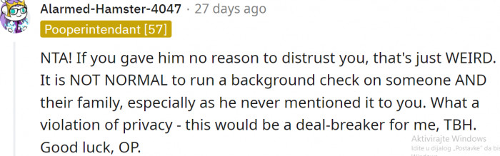 That kind of thing, normal people don't do.