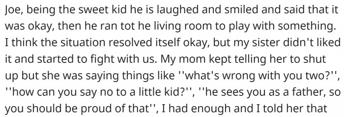 Being the wonderful guy he is, Gabe gently explained to the kid why he couldn’t be his dad. But he can be his favorite uncle and best friend. But that wasn't enough for future SIL