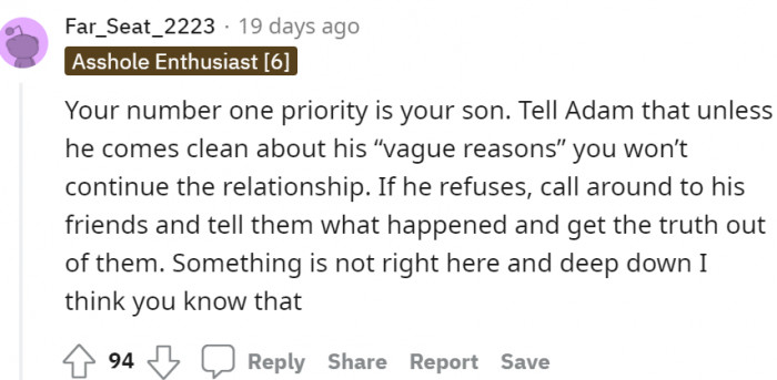 Her son must be her priority for now.