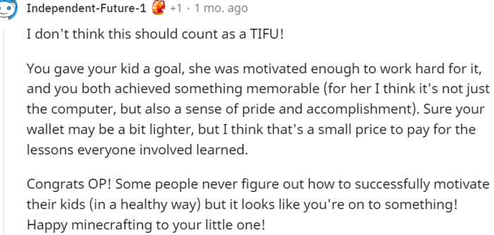 6. Your kid was motivated enough to work towards the goal