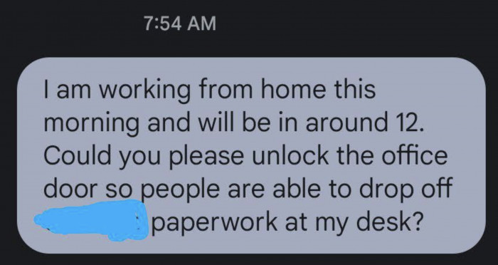 OP texted her co-worker with a request