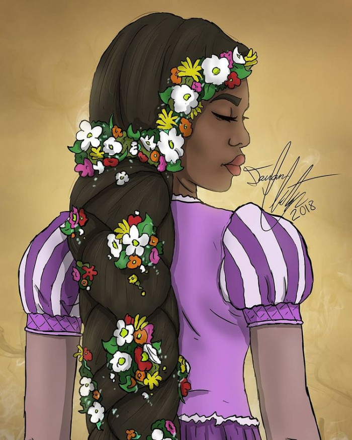 3. Here is Rapunzel from Tangled as a Black woman
