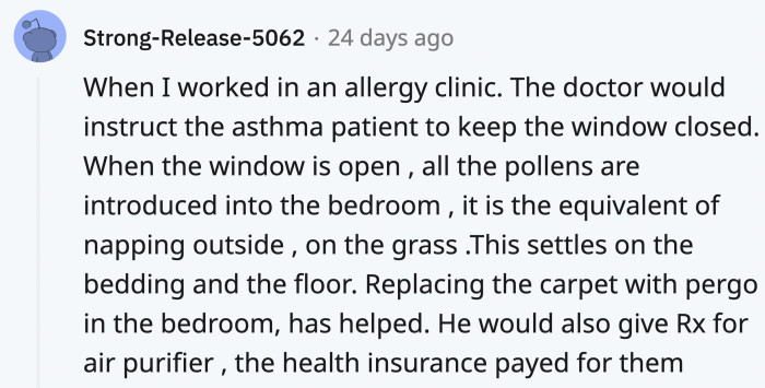 OP’s asthma did get a lot better, but if you’re still someone who’s suffering from allergies, this might help.
