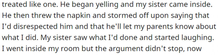 My sister started laughing