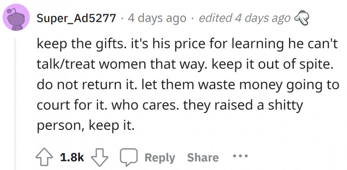 He should pay for insulting the girl in front of everyone, especially on their wedding day.