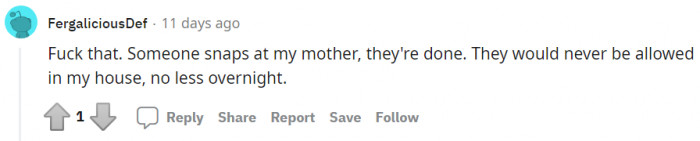 How would you react if your father-in-law snaps at your mum?