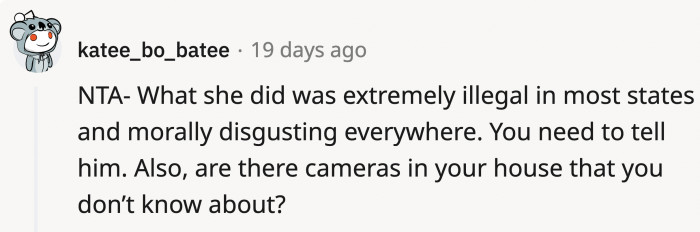 Regarding the Cameras the Wife Installed, People Were Curious If It Might Have Gone Beyond Her Ex’s House and If There Might Be Some in Their Own Home