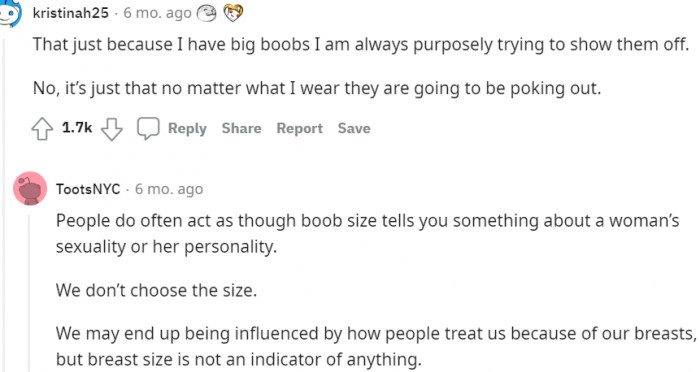 Purposely trying to show off big boobs