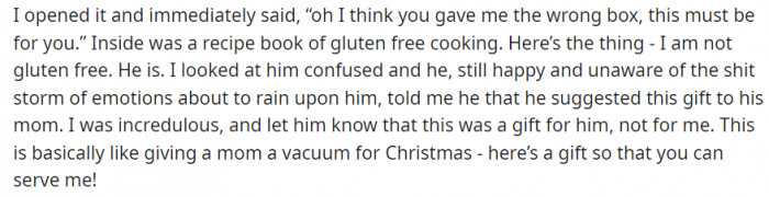 The Redditor explained that she was in disbelief after seeing the gift her mother-in-law got for her