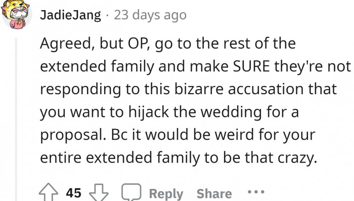 This is really ridiculous; the groom is about to get married but is acting like a child.