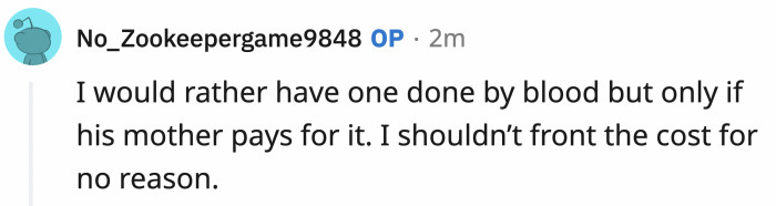 Should we be surprised that he wants his ex to pay?