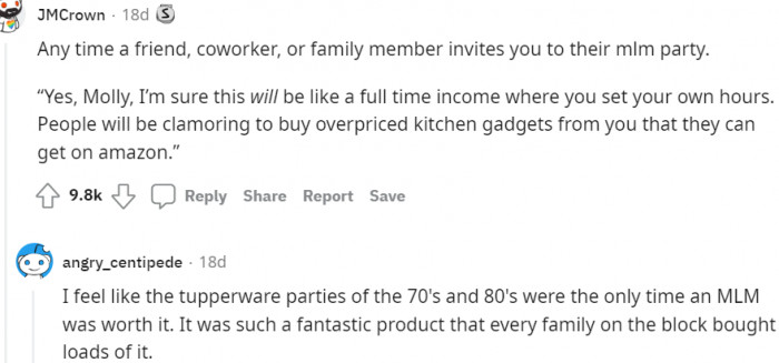 Tupperware parties of the 70's and 80's