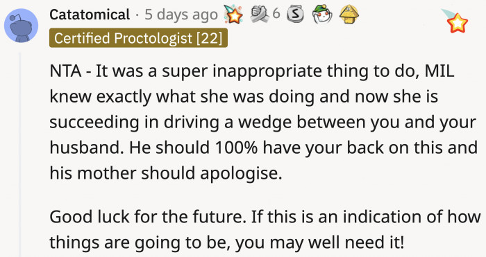 Redditors were quick to point out the mother-in-law's real motives for hanging that photo