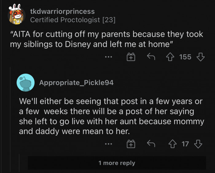 Her side of the story might lead you to believe something else.