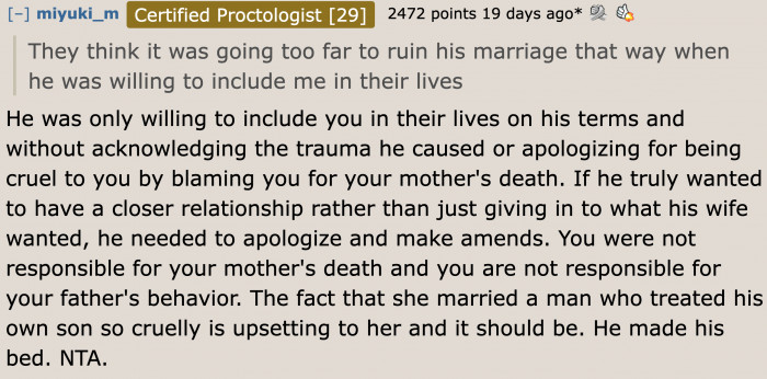 Obviously, the dad has no plans to make amends.