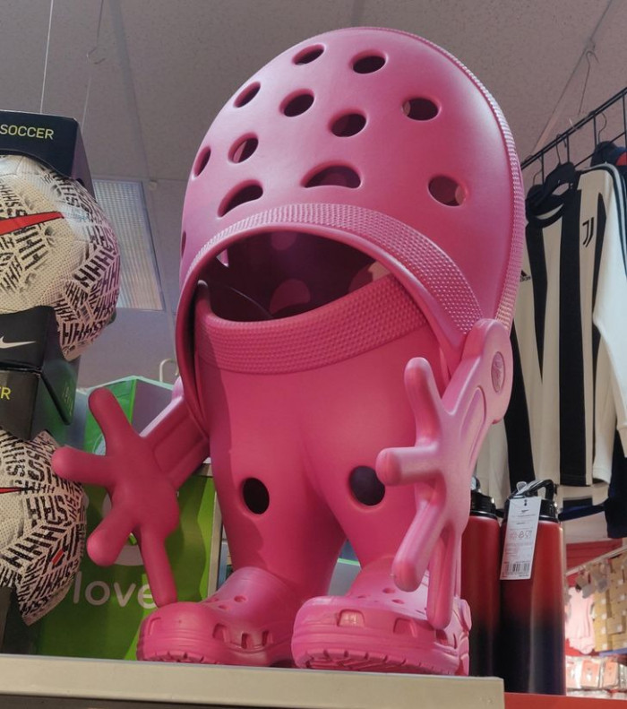 4. This Crocs mascot is unnecessary. 